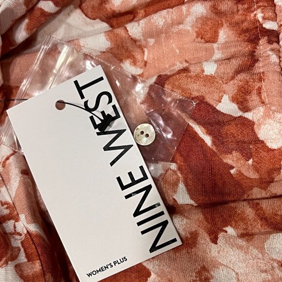 Nine West Pullover Floral Midi Maxi Dress, NWT, Orange White 2x - Picture 4 of 9